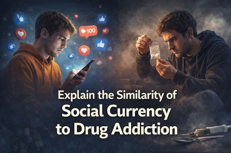 Explain the Similarity of Social Currency to Drug Addiction