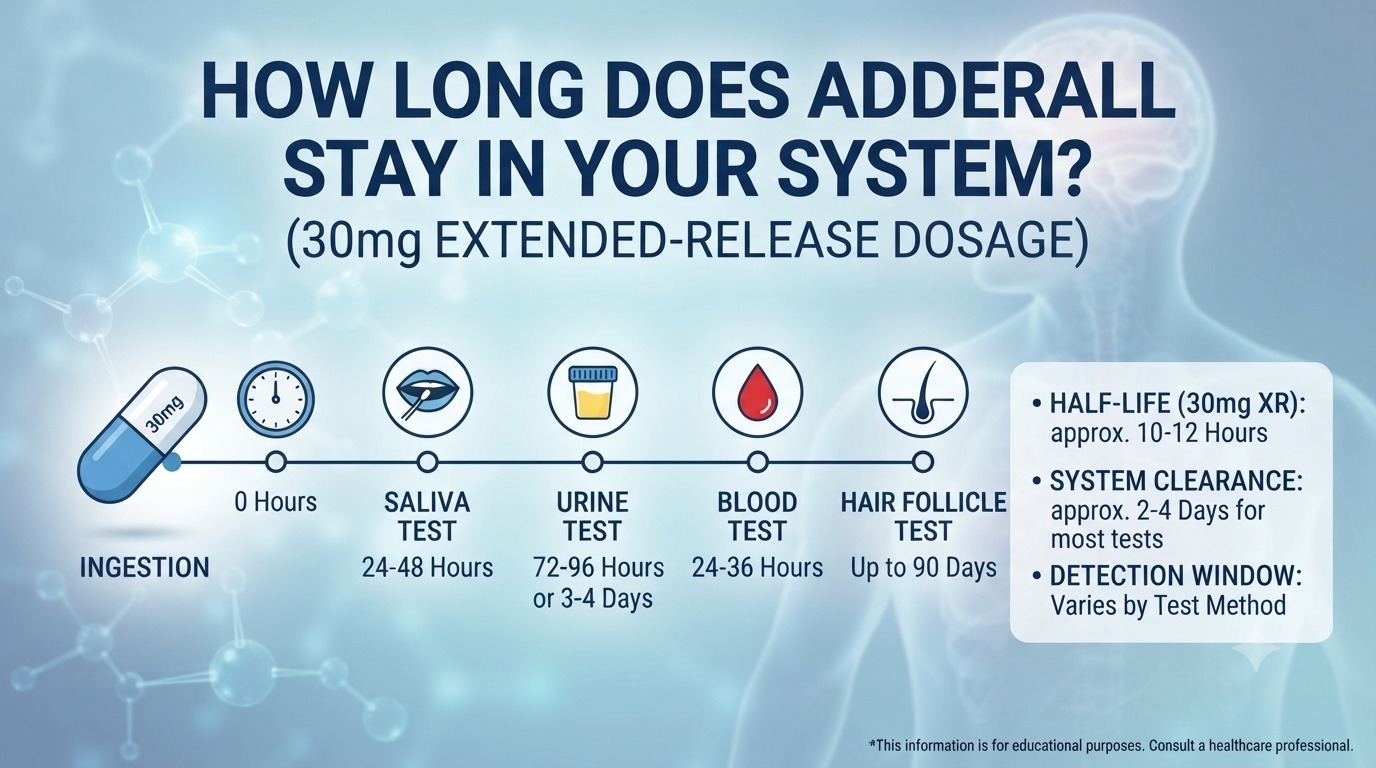 How Long Does Adderall Stay in Your System (30mg)?